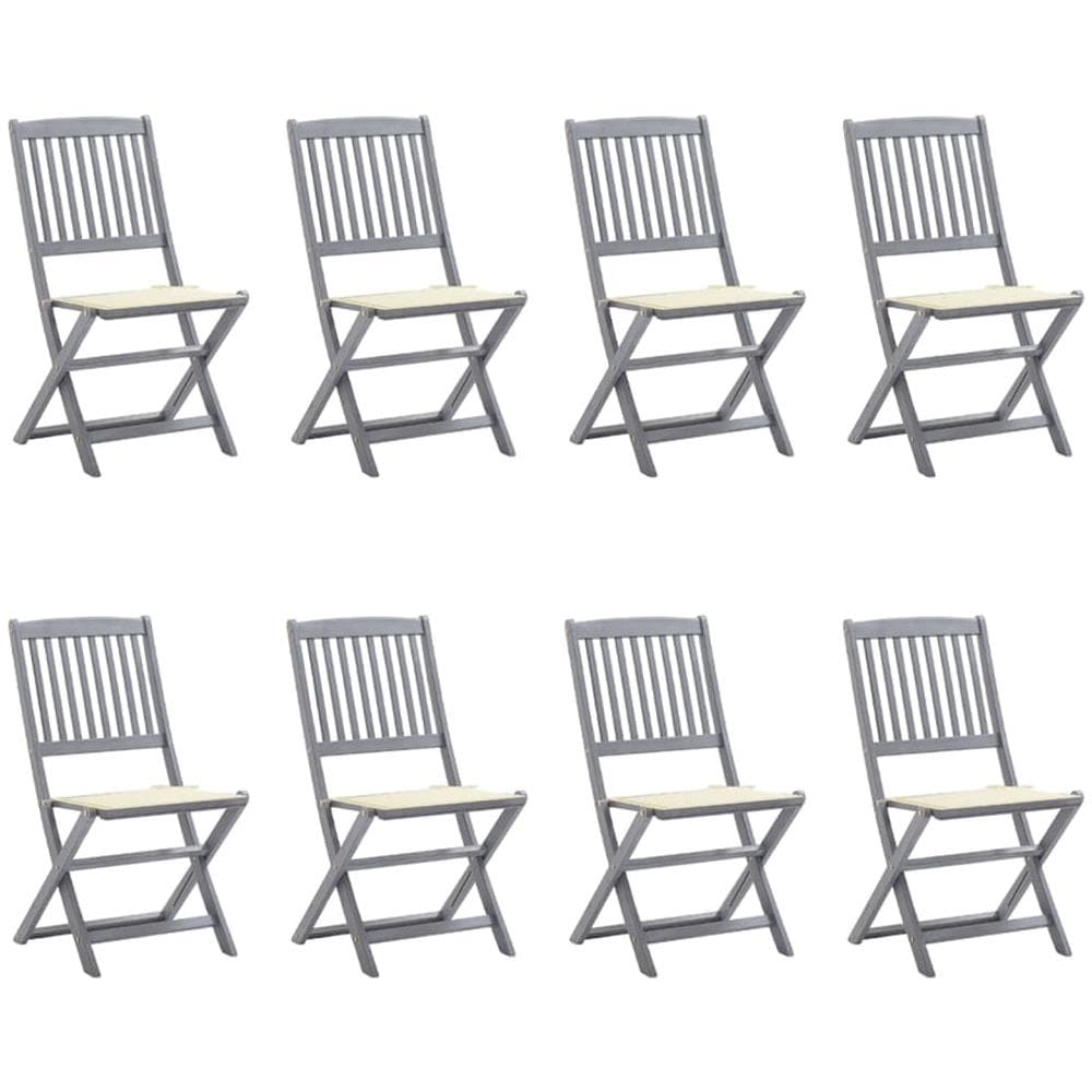 Sedie da Giardino Pieghevoli 8 pz con Cuscini Massello Acacia - Foto 1
