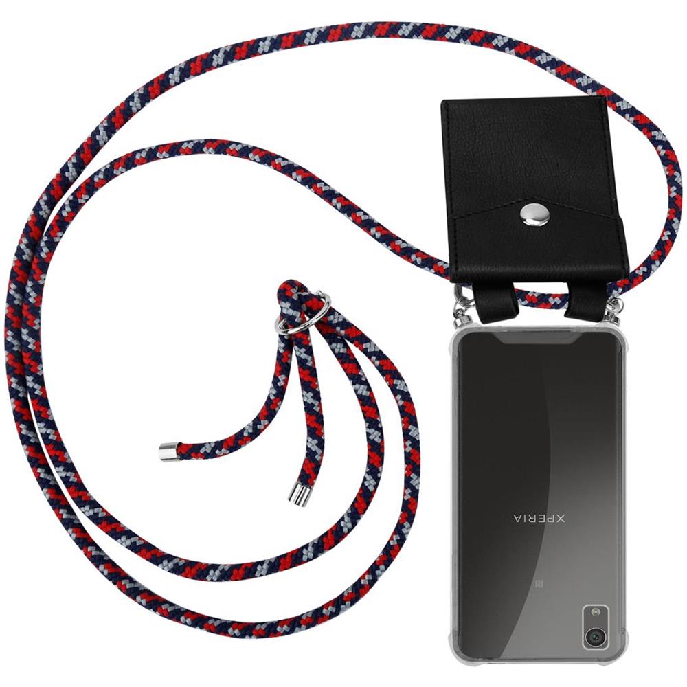Catena Di Telefoni Cellulari Compatibile Con In Rosso Blu Bianco - Coperchio Protettivo In Silicone Con Anelli D'argento, Cinturino In Corda E Custodia Staccabile - Foto 1