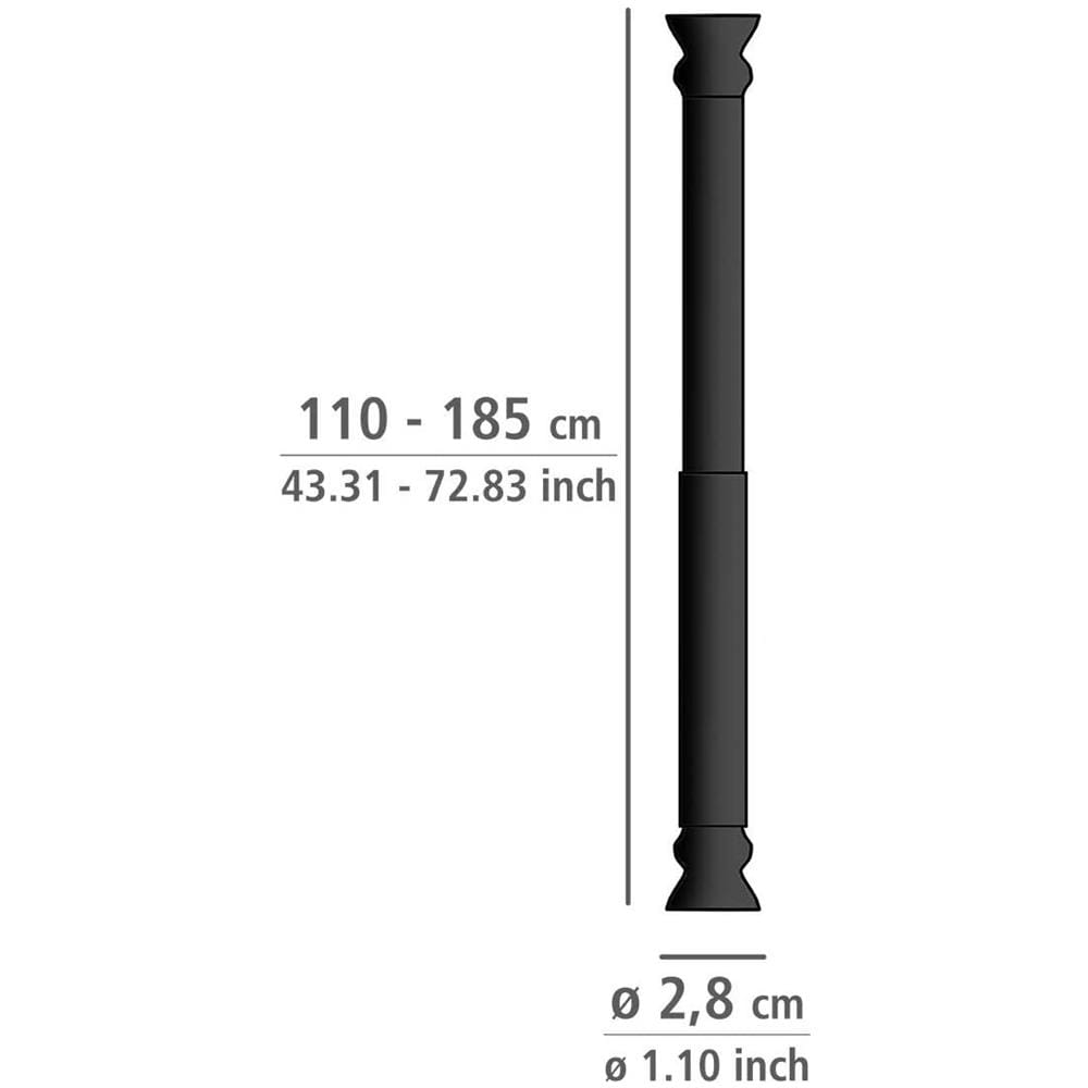 Asta Doccia Telescopica, 110 - 185 Cm, Nero, - Foto 1