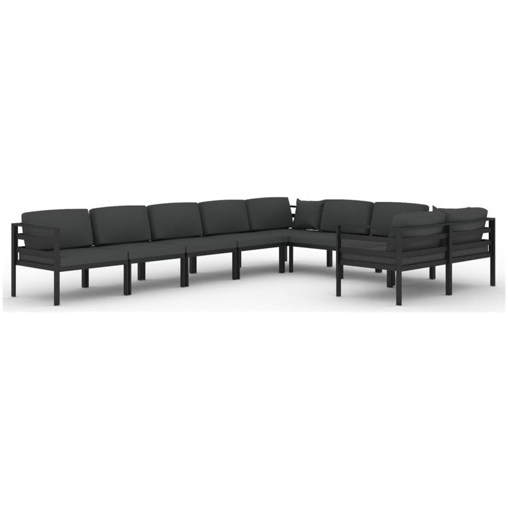 Set Divani Da Giardino 9 Pz Con Cuscini In Alluminio Antracite - Foto 2