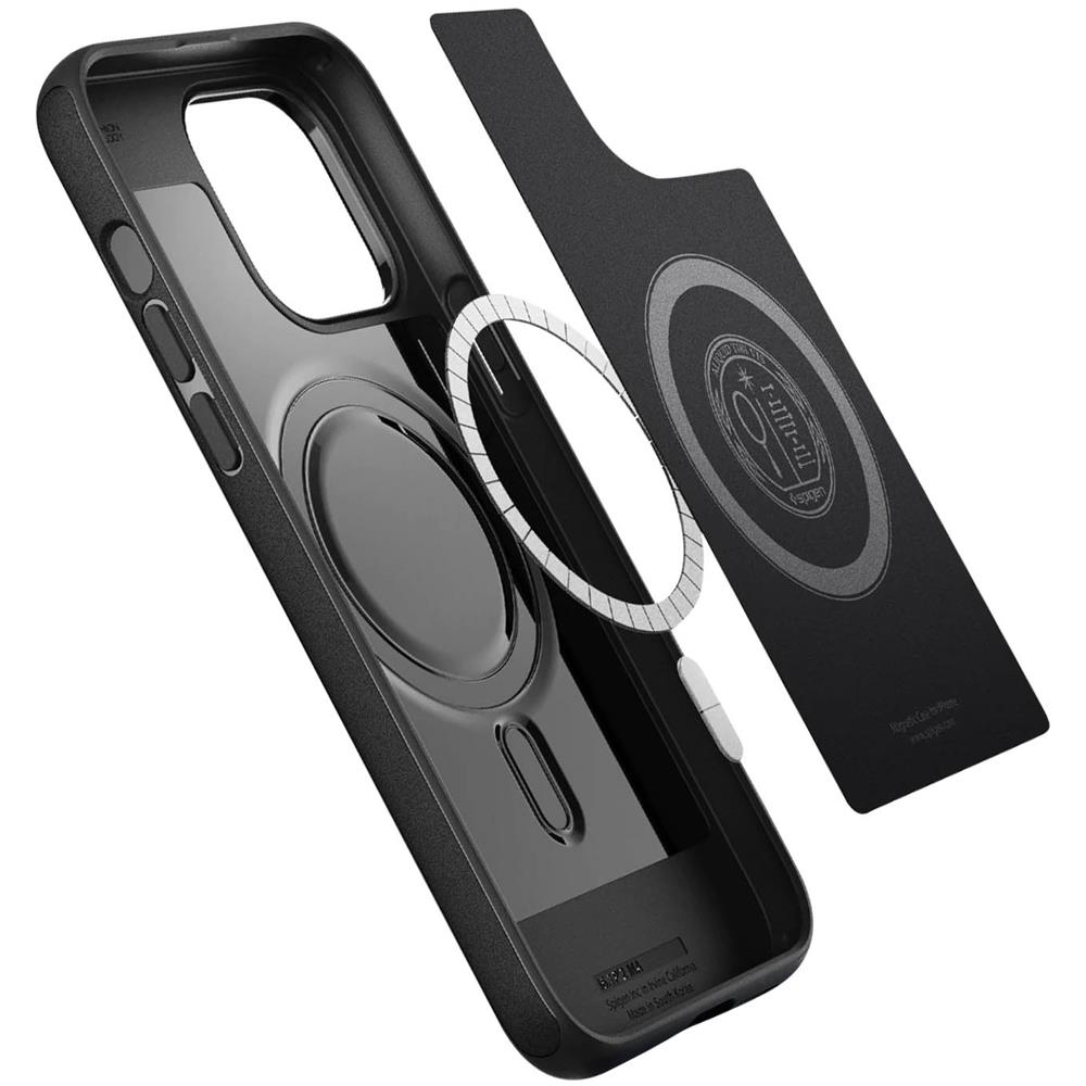 Cover Magsafe Spigen Mag Armor Magfit, Iphone 14 Pro Max Ecopelle Striata Nera - Foto 5