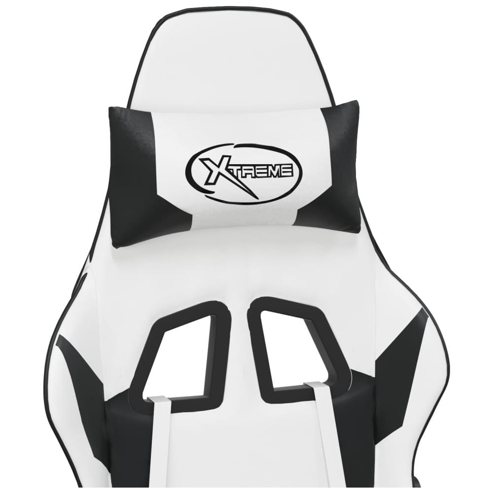 Sedia Da Gaming Con Poggiapiedi Bianco E Nero In Similpelle - Foto 2