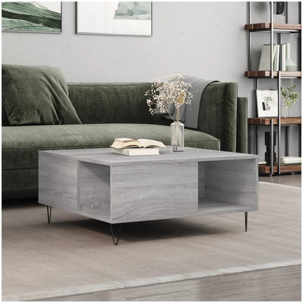 Tavolino Salotto Grigio Sonoma 80x80x36,5 Cm Legno Multistrato - Foto 1