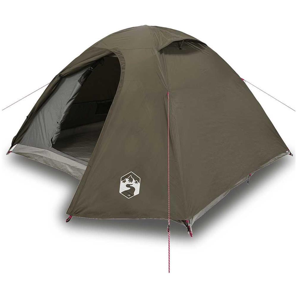 Tenda da Campeggio a Cupola per 3 Persone Marrone Impermeabile - Foto 1