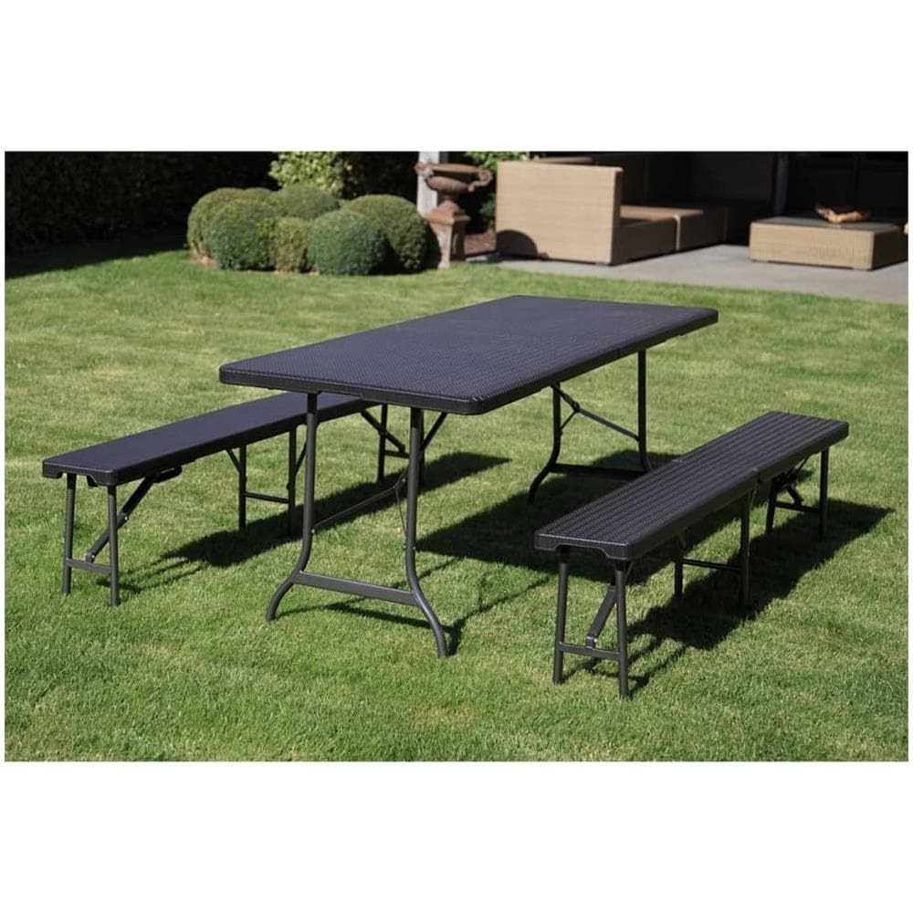 Panca Pieghevole Con Effetto Vimini Nera Fp160r - Foto 2