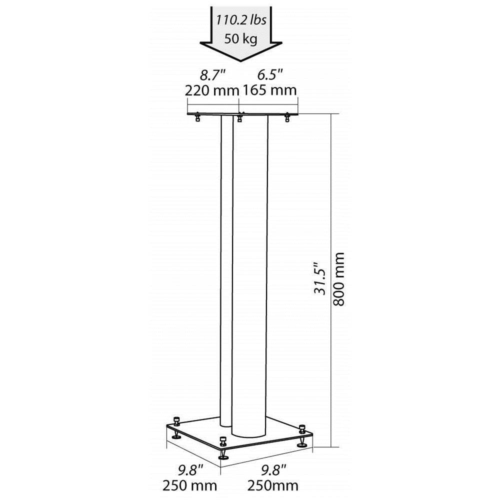 Coppia Supporti per Diffusori Stylum 3 Altezza 80 cm Colore Nero - Foto 2