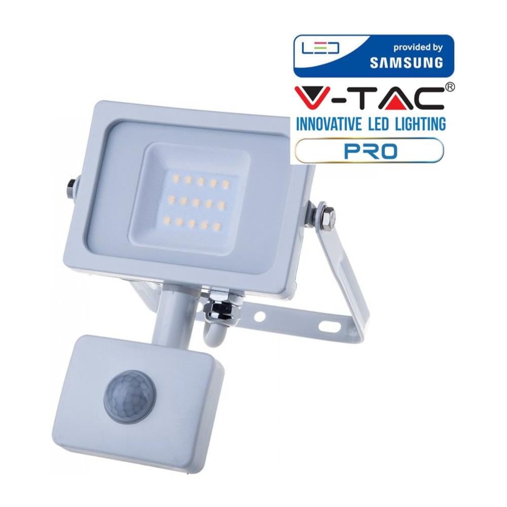Faretti Led 10w Sensore Movimento E Crepuscolare Slim Bianco Esterno Samsung Chip Ip65 Luce Bianca Fredda 6400k V Tac Pro Vt-10-s 435 - Foto 1