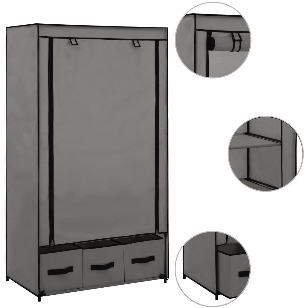 Armadio Grigio 87x49x159 Cm In Tessuto - Foto 2