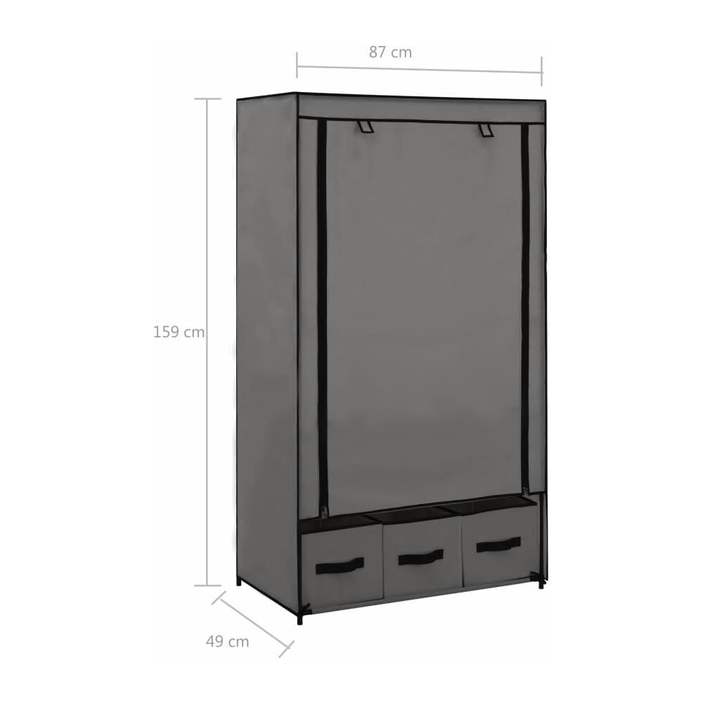 Armadio Grigio 87x49x159 Cm In Tessuto - Foto 14