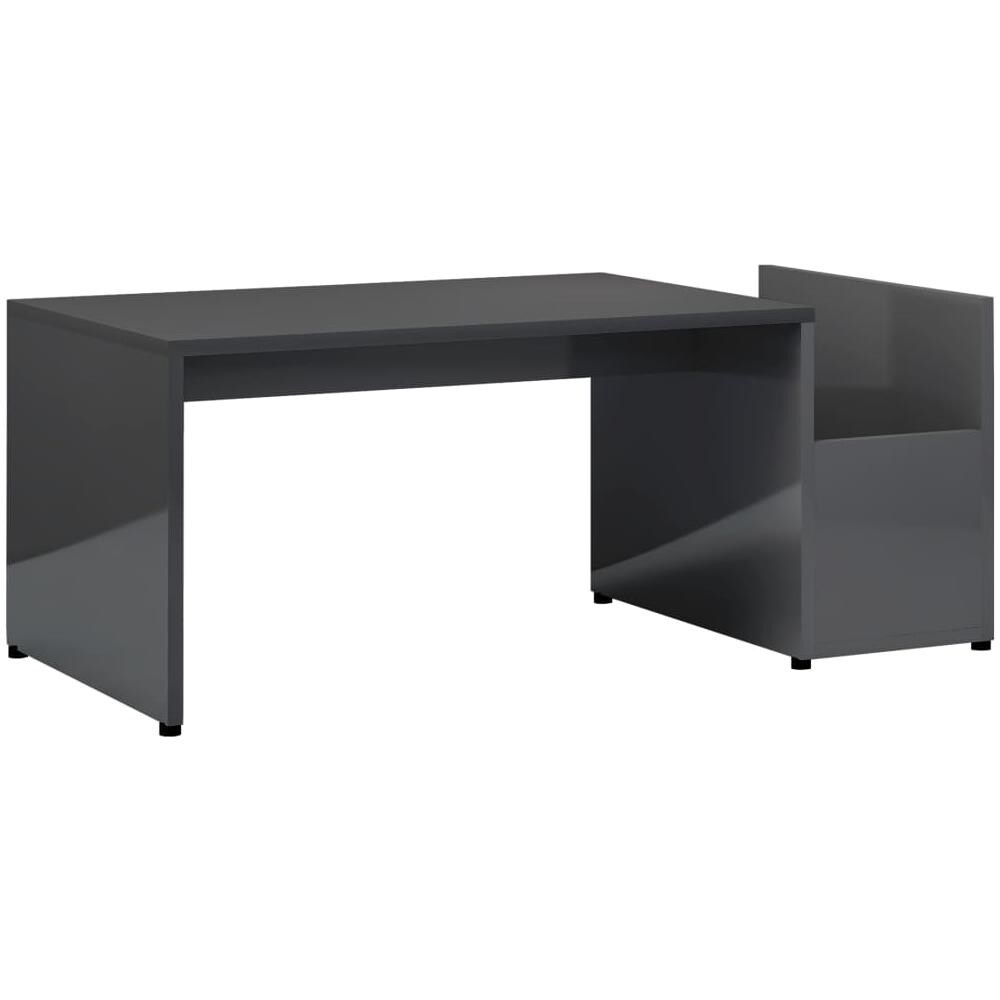 Tavolino da Salotto Grigio Lucido 90x45x35 cm Legno Multistrato - Foto 2