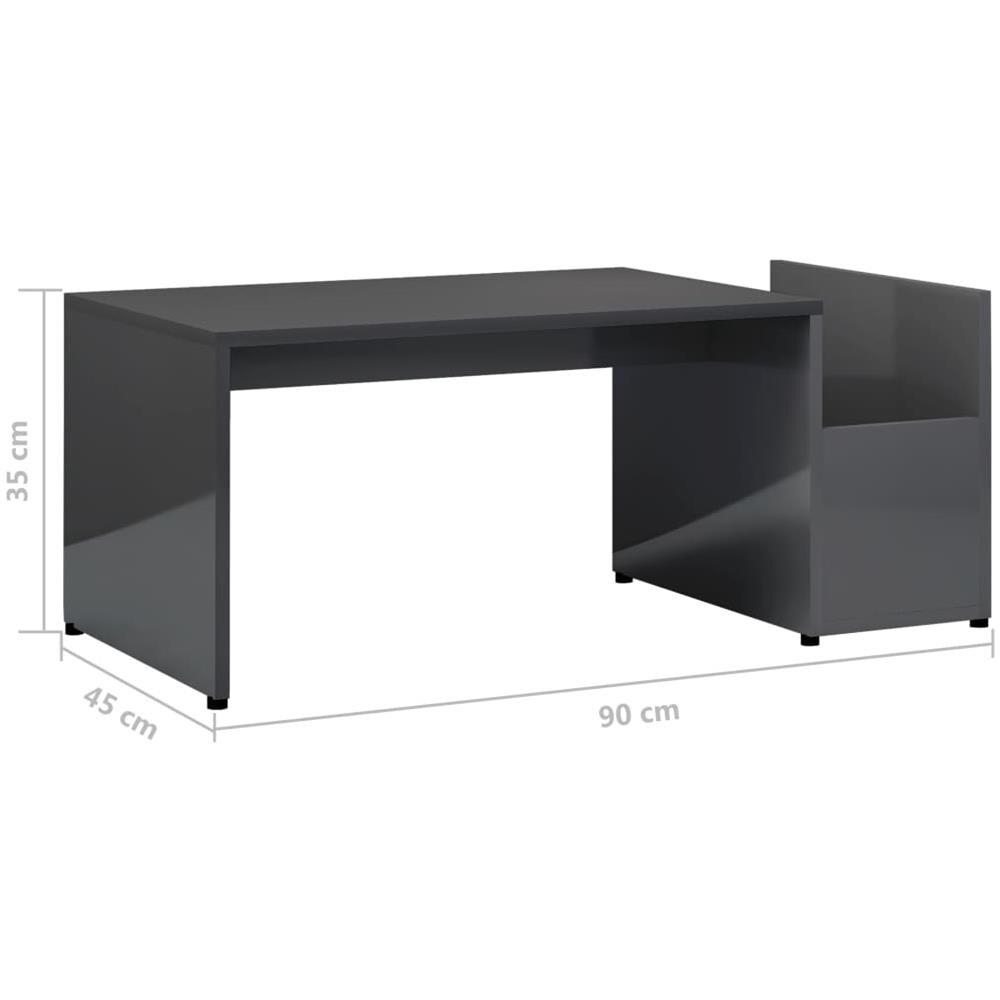 Tavolino da Salotto Grigio Lucido 90x45x35 cm Legno Multistrato - Foto 11