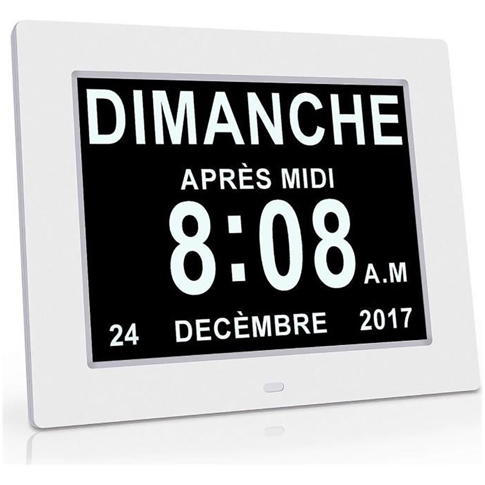 Orologio Con Calendario A Led Da 8 Pollici - Carattere Grande - Sveglia - Nero - Per Anziani / Alzheimer E Bambini - Foto 1