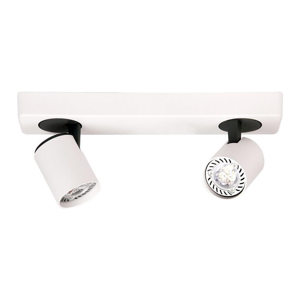 Faretti Moderni Bianco, Nero 2 Luci Con Alluminio, Paralume Bianco, Gu10 - Foto 1