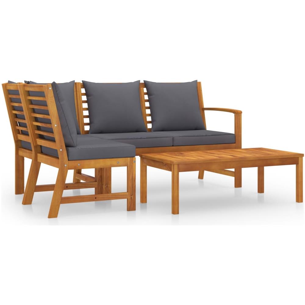 Set Divani da Giardino 4 pz con Cuscini in Massello di Acacia - Foto 1