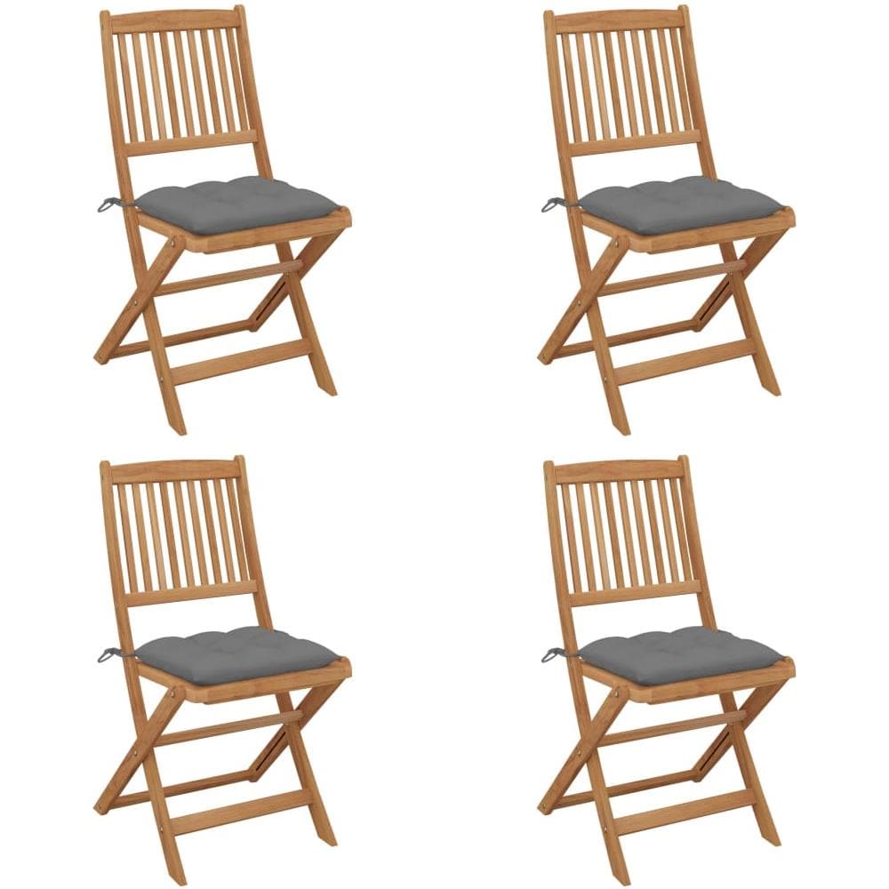 Sedie da Giardino Pieghevoli 4 pz con Cuscini Massello Acacia - Foto 1