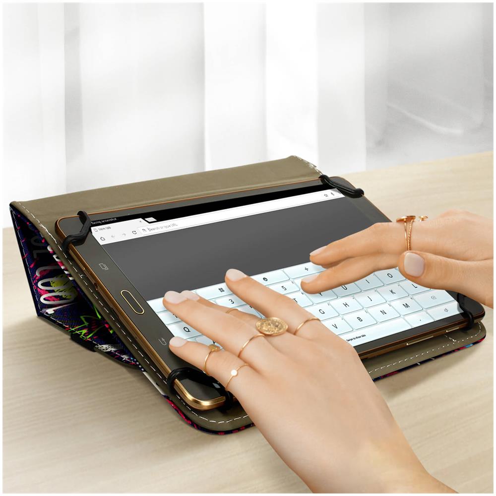 Custodia Tablet 10 Pollici Funzione Stand Con Elastico Design Graffiti - Foto 2