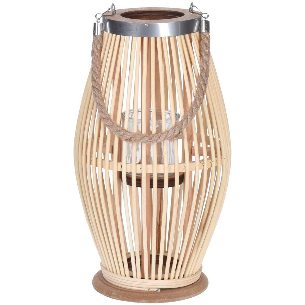 Lampoon In Bambù Con Cordoncino, Ø 21 X 38 Cm, Beige - Foto 1