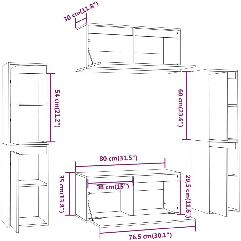 Mobili Porta Tv 6 Pz Bianchi In Legno Massello Di Pino - Foto 9