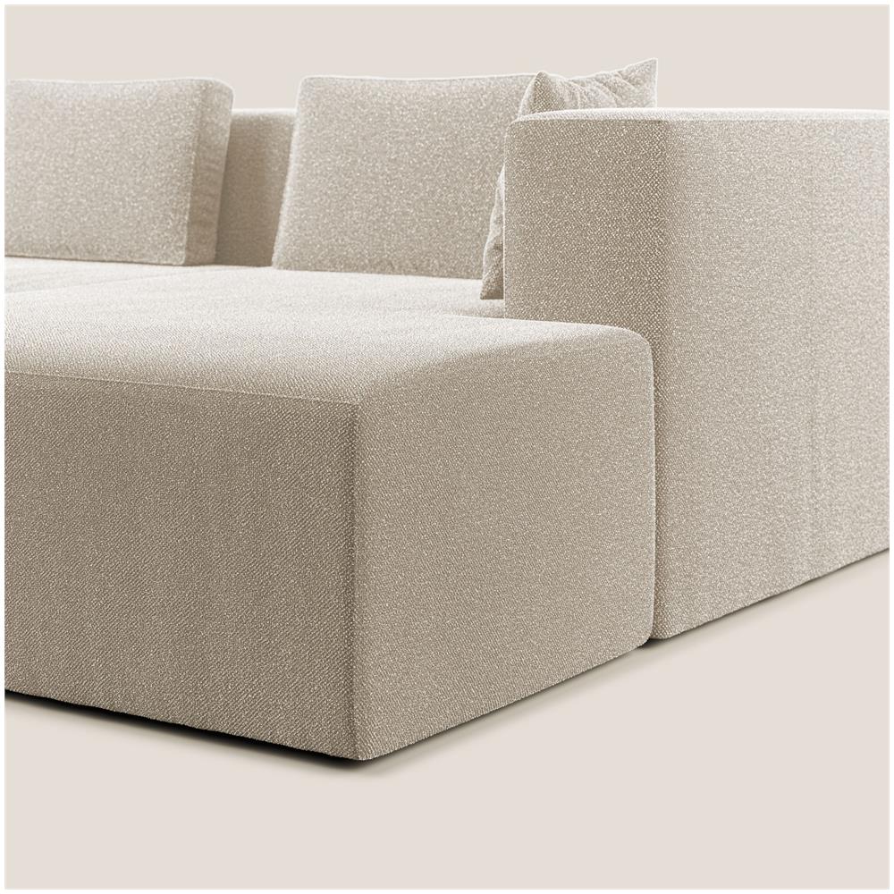 Nettuno Divano Angolare Componibile In Morbido Tessuto Bouclè T07 Bianco Sinistro - Foto 5