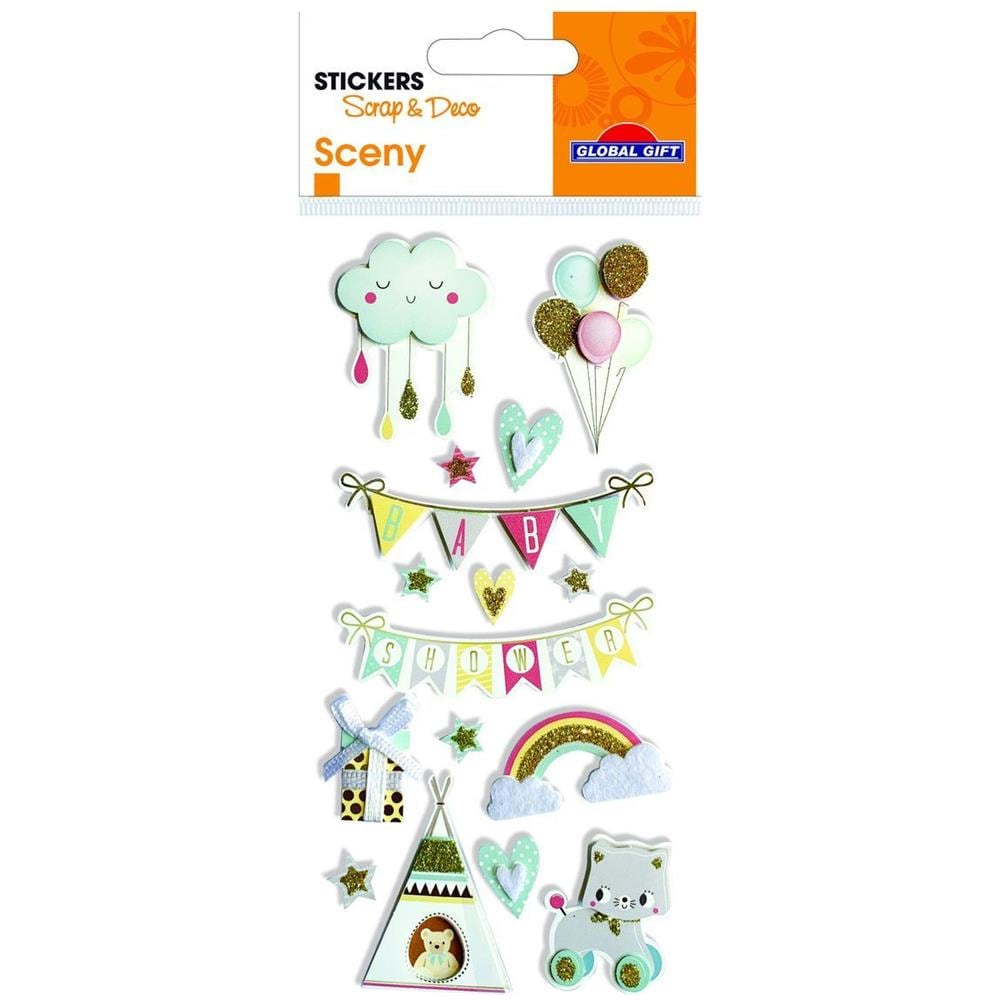 Adesivi In Rilievo Oro - Baby Shower - Nuvola - Foto 1