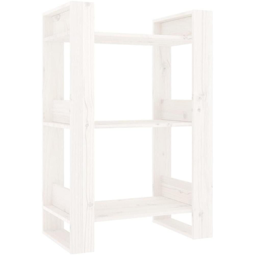 Libreria /divisorio Bianco 60x35x91 Cm In Legno Massello Di Pino - Foto 2