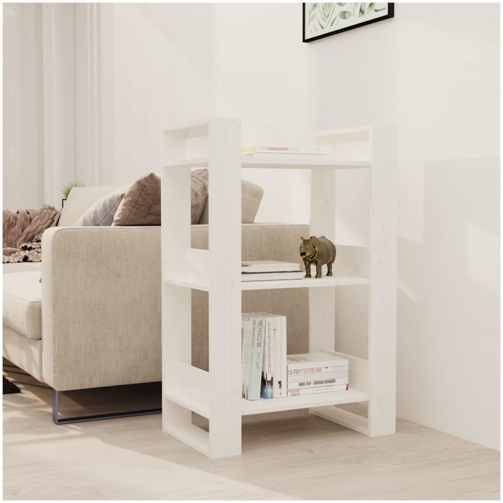 Libreria /divisorio Bianco 60x35x91 Cm In Legno Massello Di Pino - Foto 1