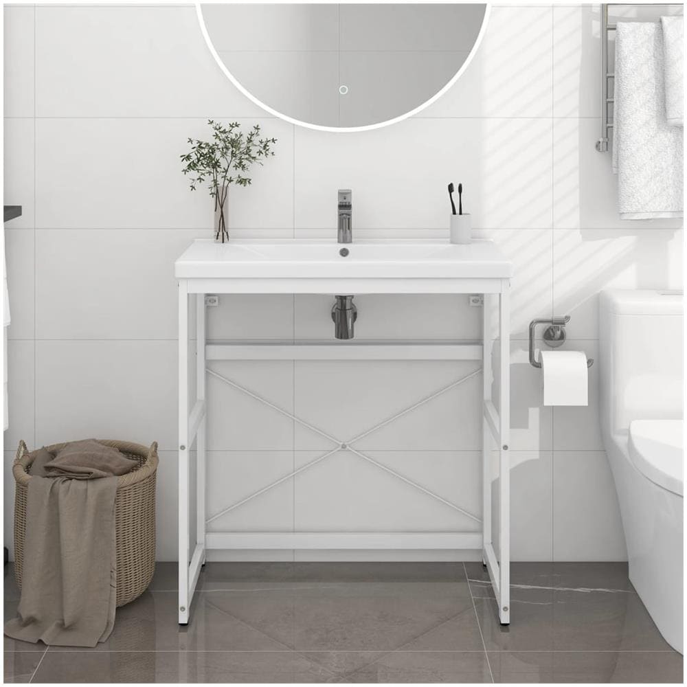 Struttura Per Lavabo Da Bagno Bianca 79x38x83 Cm In Ferro - Foto 1