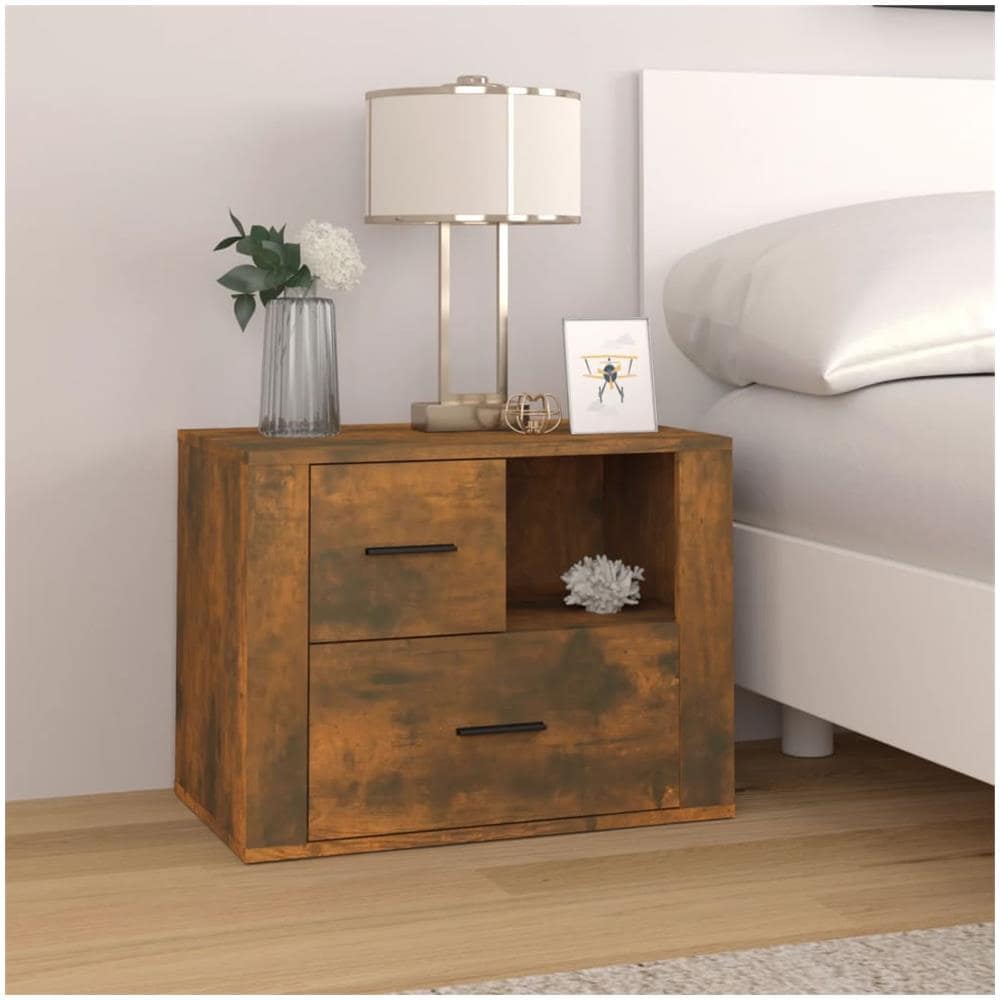 Comodino Rovere Fumo 60x36x45 Cm Legno Multistrato - Foto 1