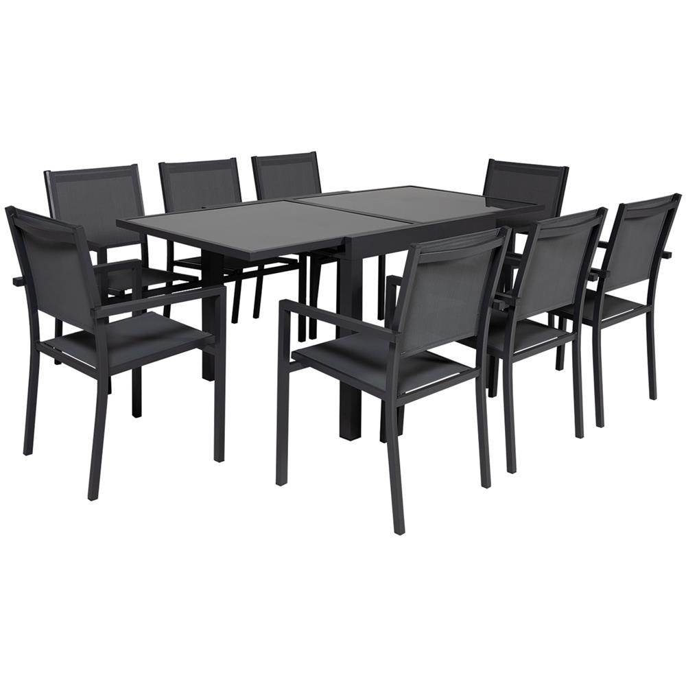 Lampedusaset Di Mobili Da Giardino Allungabili In Textilene Grigio 8 Posti - Alluminio Antracite - Foto 1