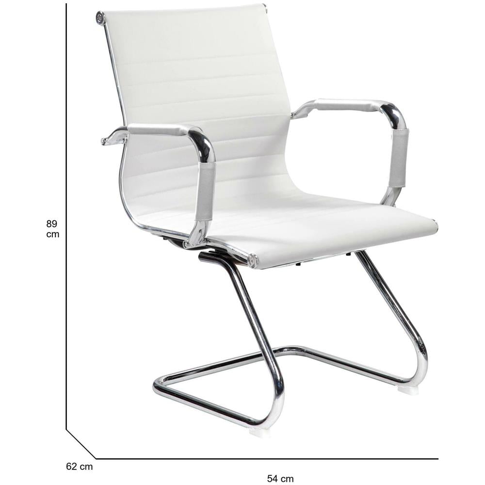 Sedia Artena, Sedute Sala Da Attesa Con Braccioli Per Ufficio, Seduta Ergonomica Da Attesa, 62x54h89 Cm, Bianco - Foto 2