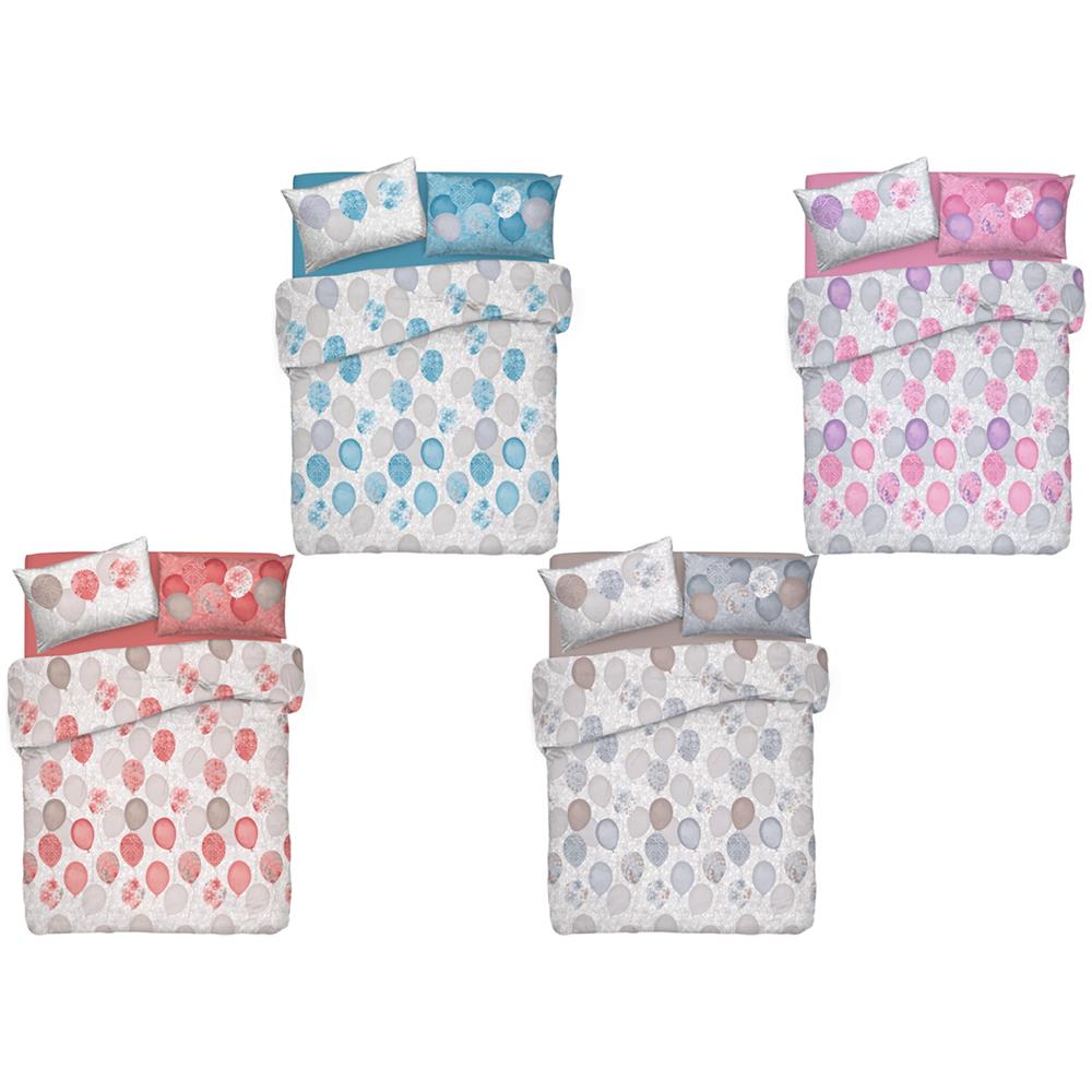 Copripiumino Sacco Piumone Pensieri Delicati Cotone Disegno Palloncini Matrimoniale Azzurro - Foto 2