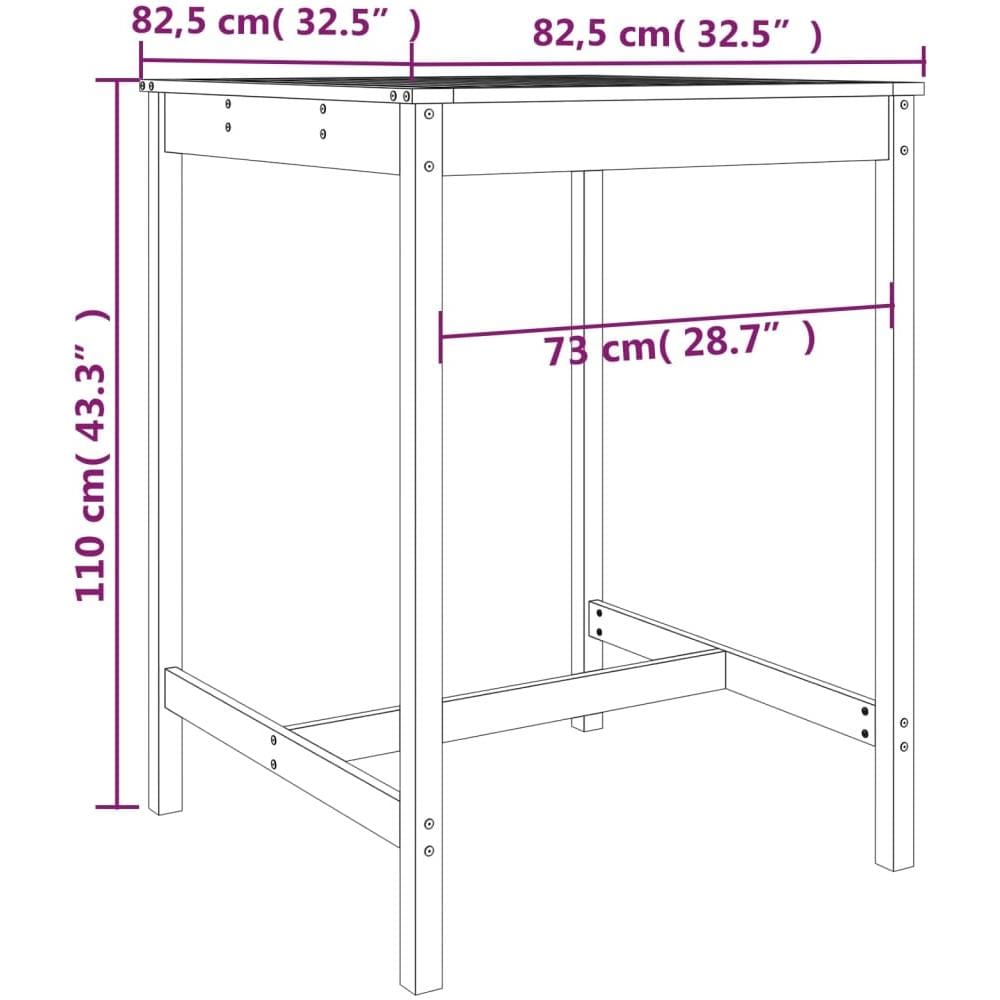 Tavolo Da Giardino 82,5x82,5x110cm In Legno Massello Di Douglas - Foto 6