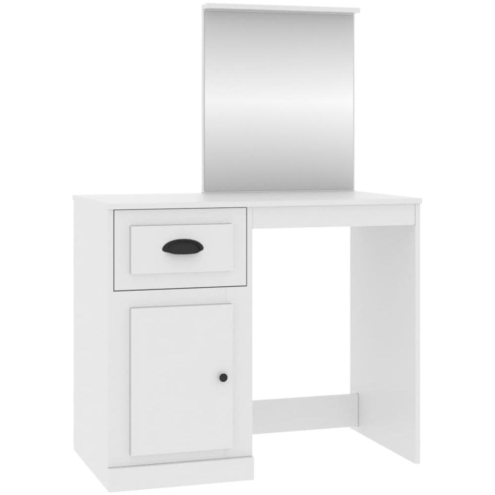 Toeletta Con Specchio Bianca 90x50x132,5 Cm Legno Multistrato - Foto 2