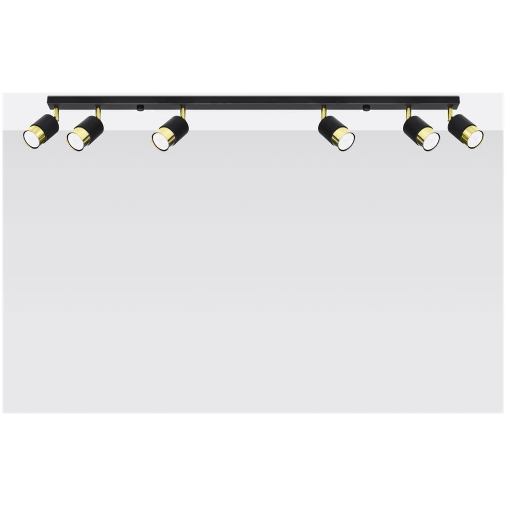 Lampada Da Soffitto Nero 6 Nero /oro Sl. 1073 - Moderno Lampade Da Soffitto Oro Nero 18x117x5 Cm - Foto 2