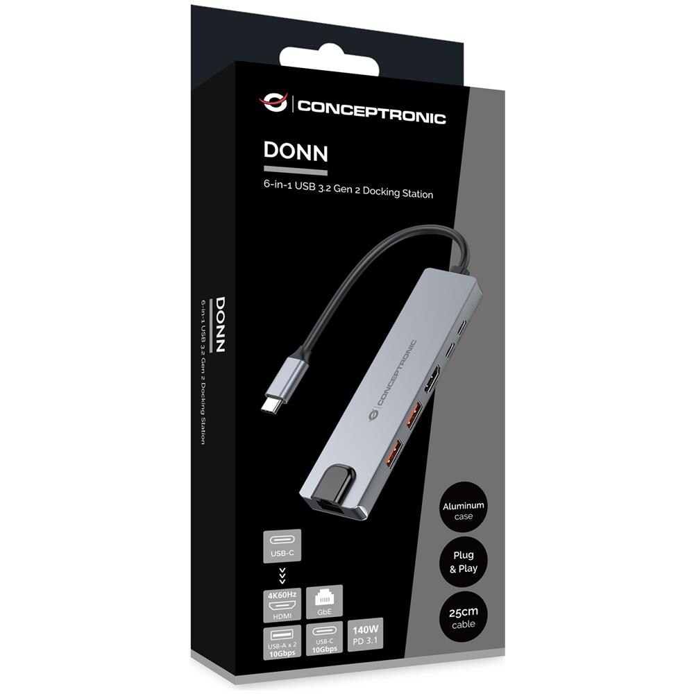 DONN29G Replicatore di Porte e Docking Station Per Laptop Cablato USB 3.2 Gen 2 (3.1 Gen 2) Type-C Grigio - Foto 6
