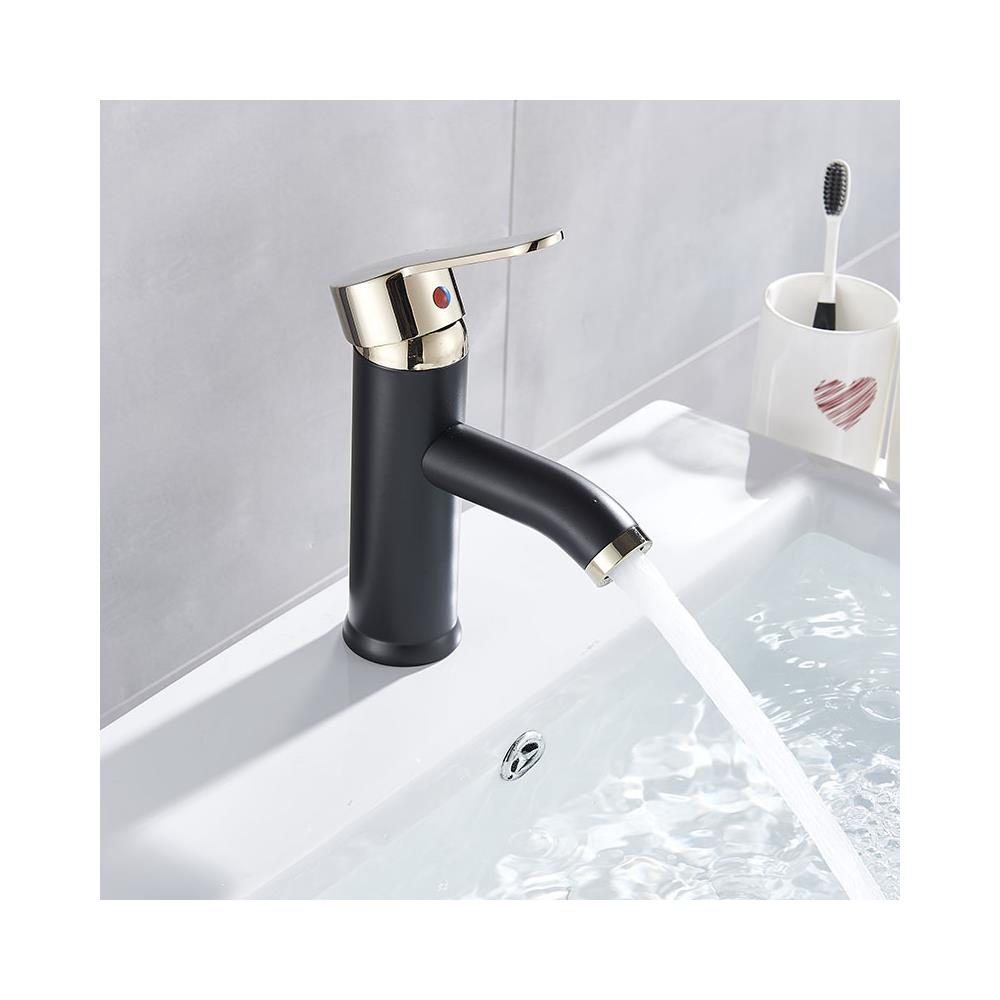 Rubinetto per lavabo da bagno, Blackswan, tipo M96, modello nero opaco /oro, misura 17 cm - Foto 2