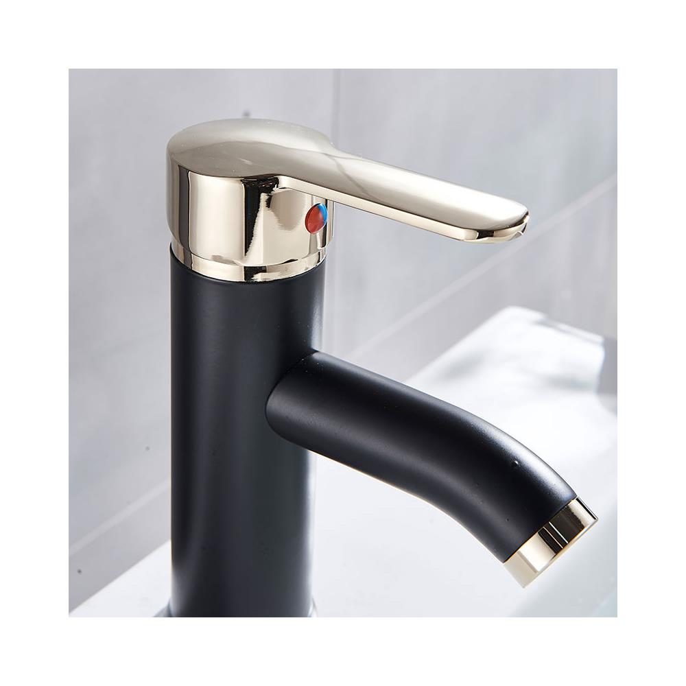 Rubinetto per lavabo da bagno, Blackswan, tipo M96, modello nero opaco /oro, misura 17 cm - Foto 4
