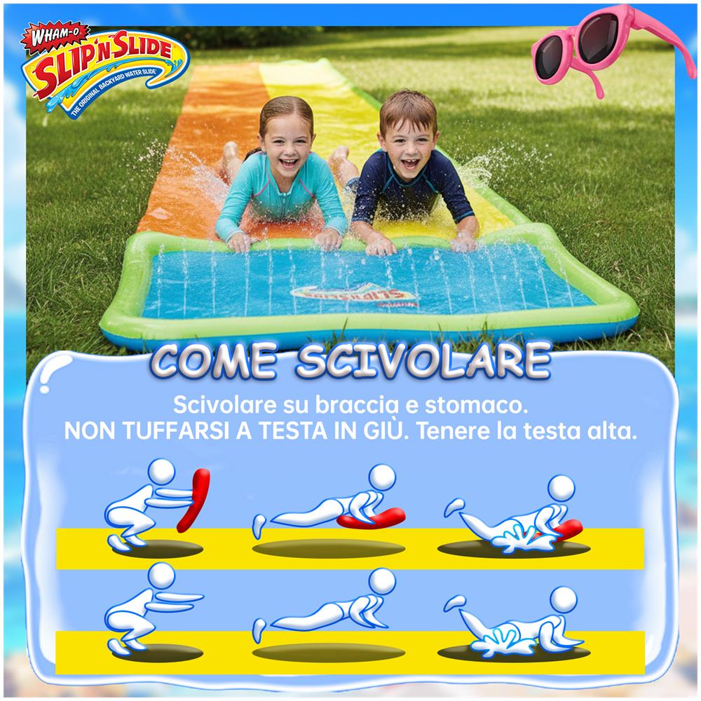 Scivolo d'acqua Slip N Slide a Doppia Corsia con Piscina e 2 Boogie - 5,5m di divertimento estivo per giardino - Foto 7