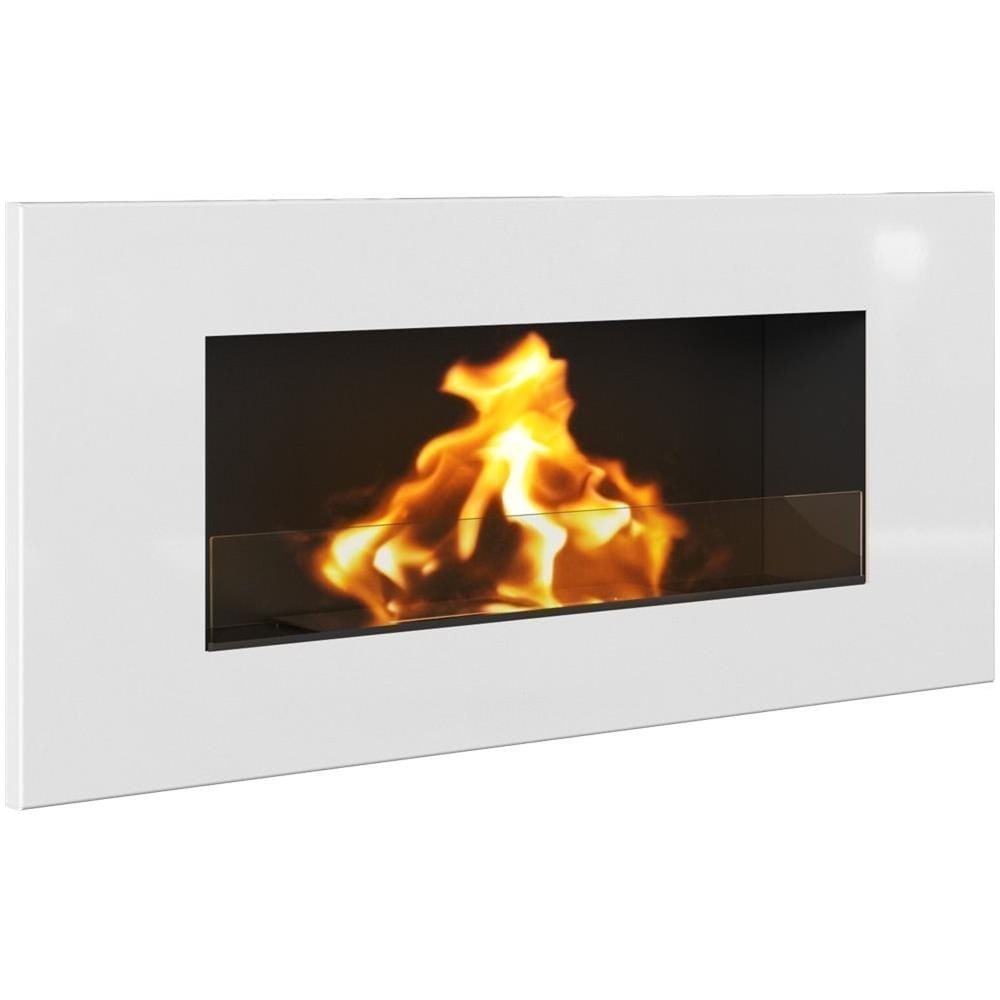 Biocamino Delta2 Con Vetro Protettivo 90cm X 40cm Bianco Lucido - Foto 1