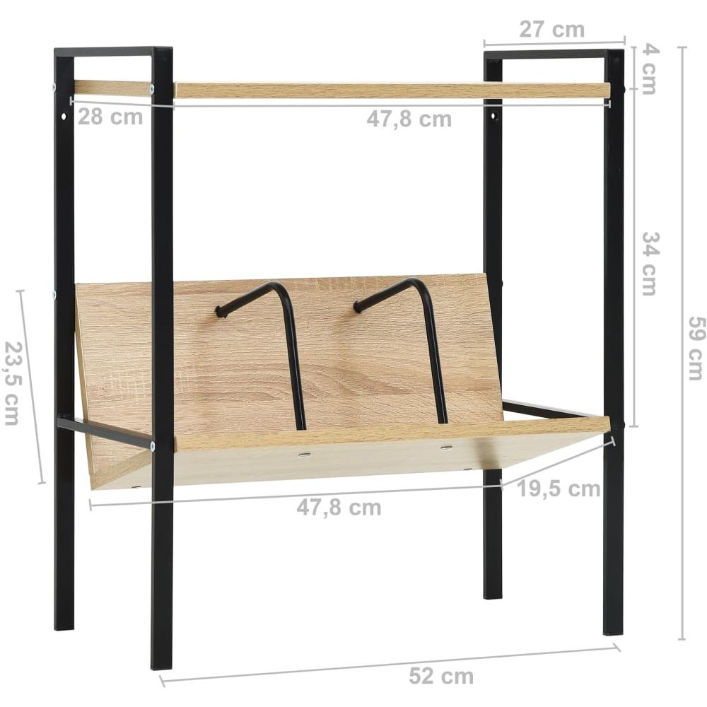 Scaffale Libri 2 Ripiani Nero e Rovere 52x28x59 cm Multistrato - Foto 8