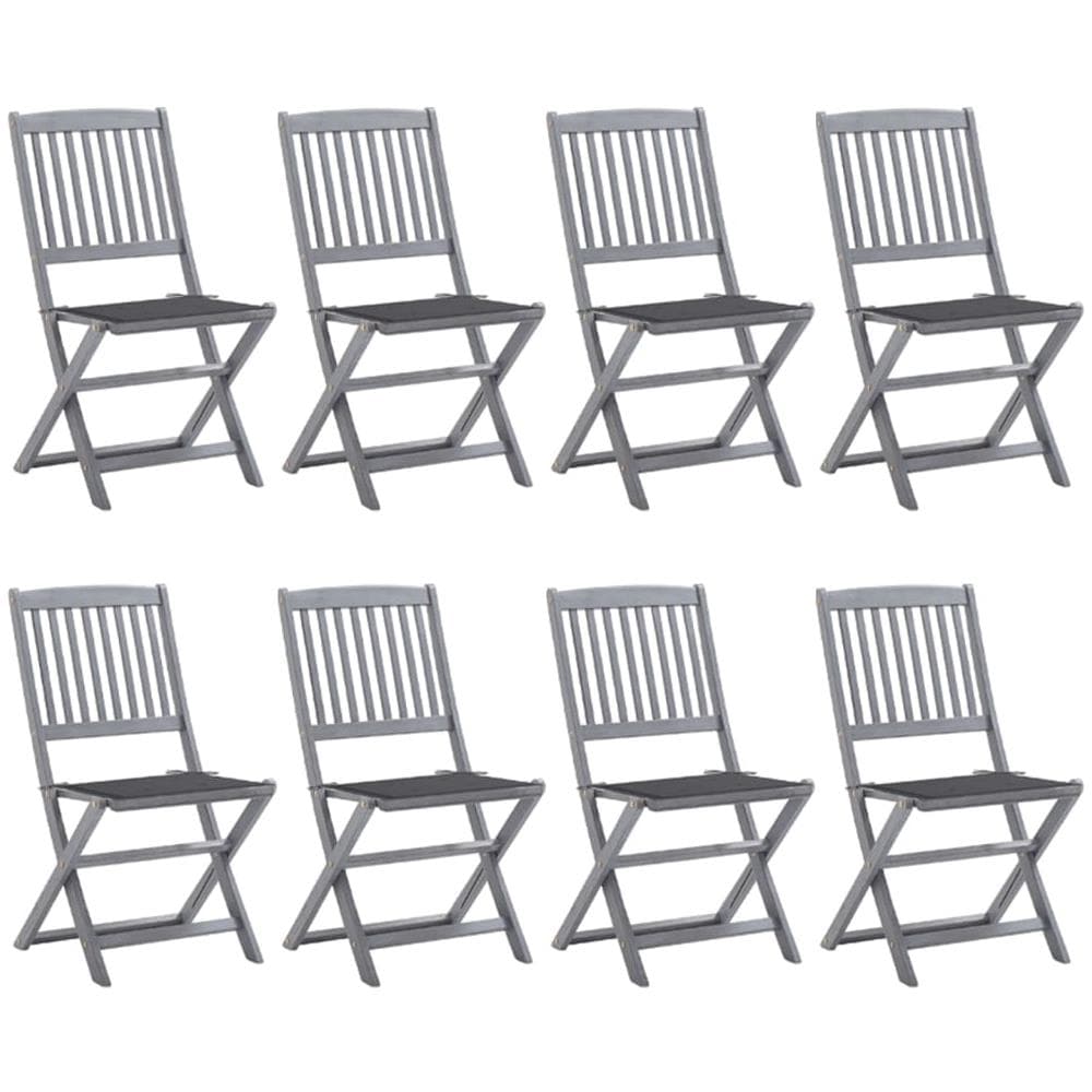 Sedie da Giardino Pieghevoli 8 pz con Cuscini Massello Acacia - Foto 1