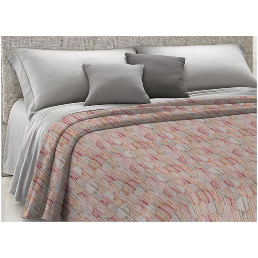 Copriletto Piquet Primavera Estate 100% Cotone Disegno Alveo Vari Colori Matrimoniale Arancio - Foto 2