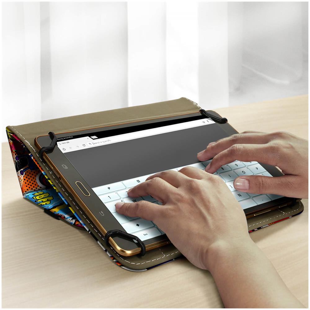 Custodia Tablet 10 Pollici Funzione Stand Con Elastico Design Street Art - Foto 2