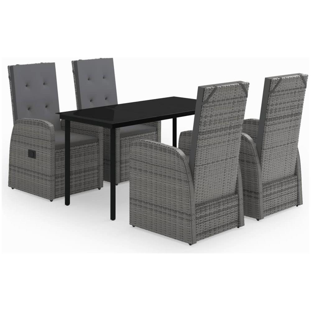 Set Mobili Da Pranzo Per Giardino 5 Pz Con Cuscini Grigio - Foto 2