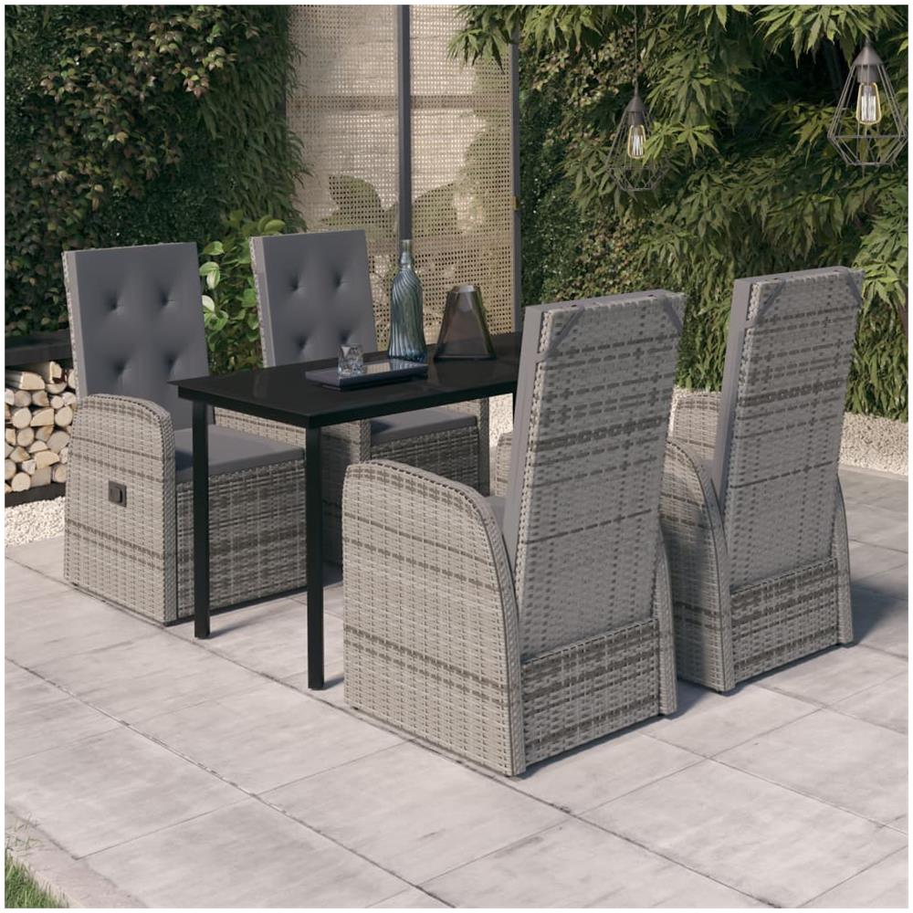 Set Mobili Da Pranzo Per Giardino 5 Pz Con Cuscini Grigio - Foto 1