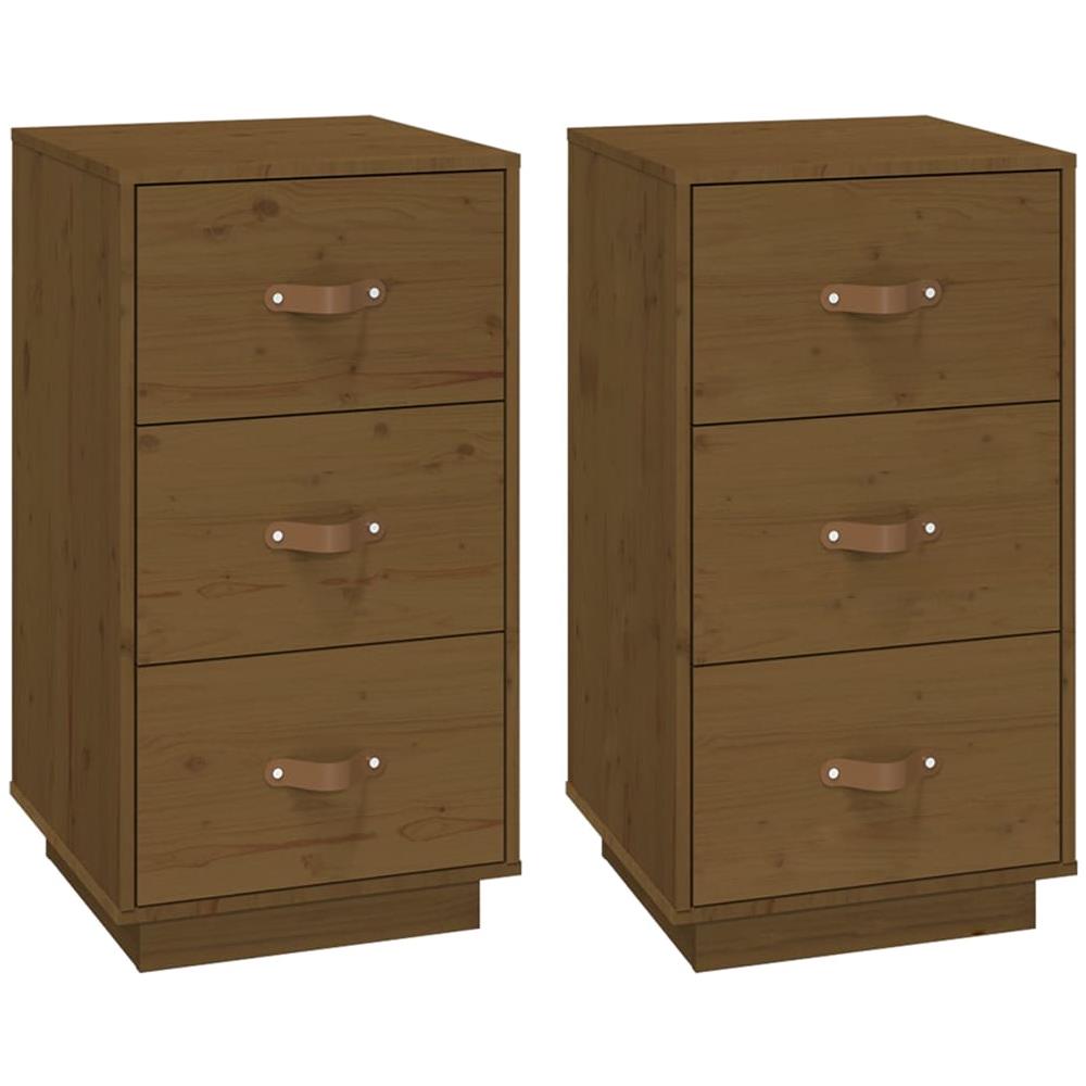 Comodini 2 Pz Miele 40x40x75 Cm In Legno Massello Di Pino - Foto 2