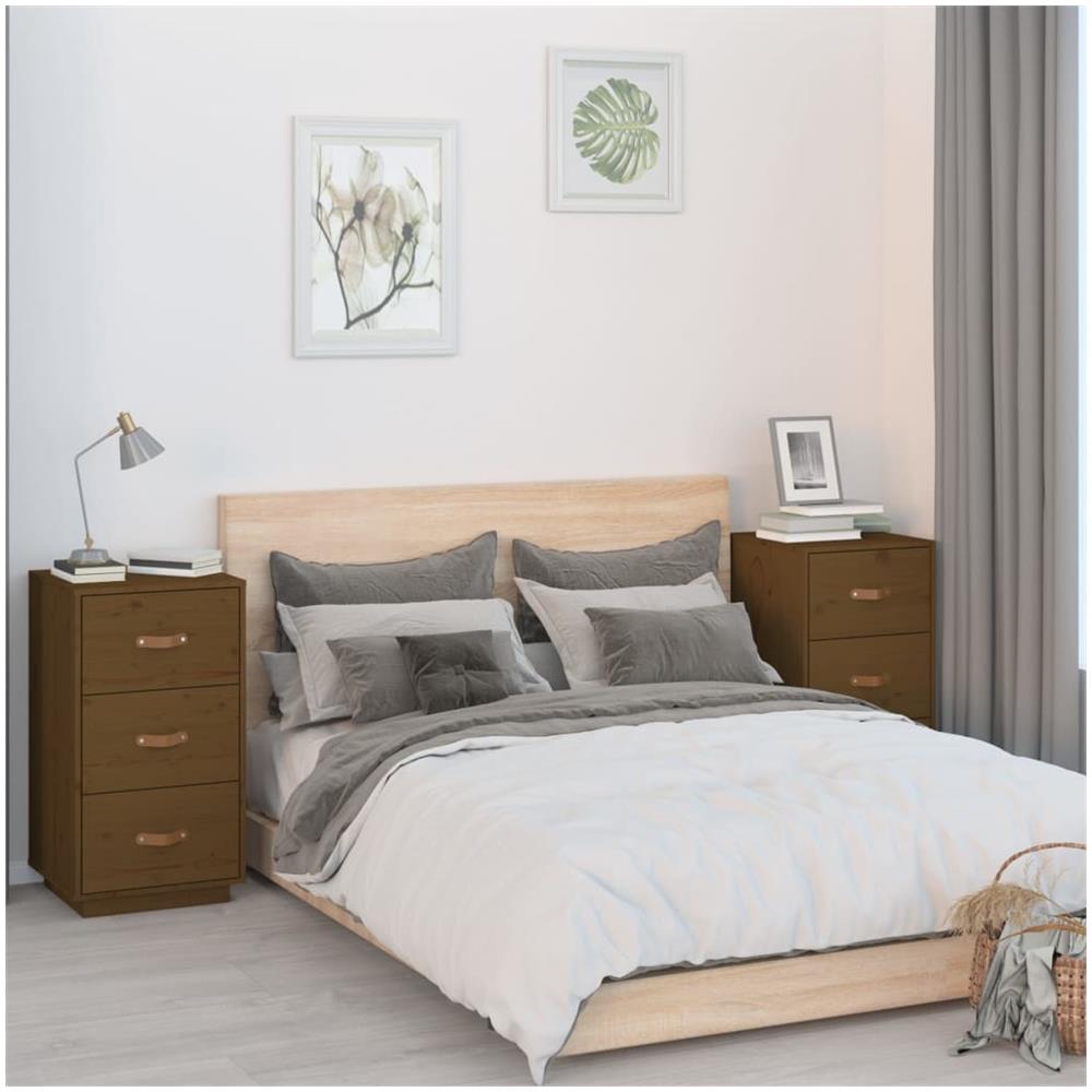 Comodini 2 Pz Miele 40x40x75 Cm In Legno Massello Di Pino - Foto 1