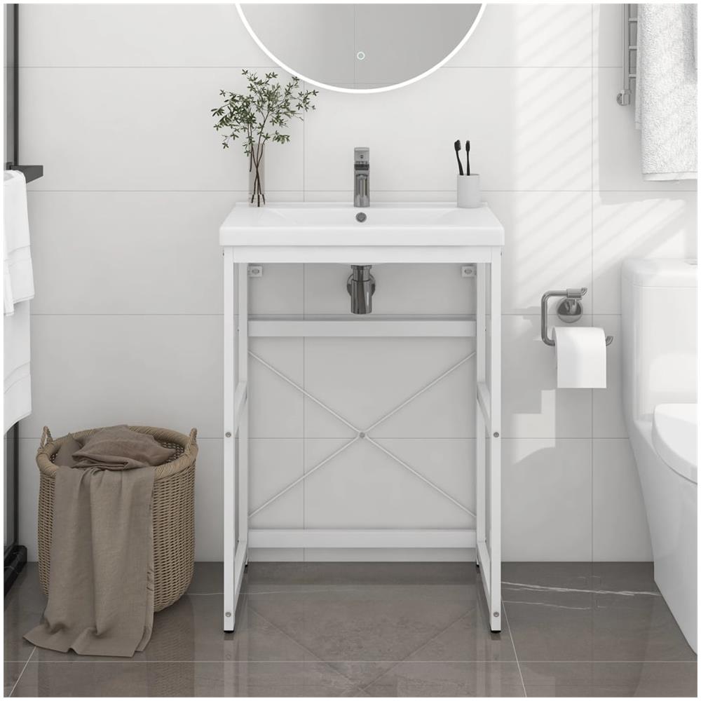 Struttura Per Lavabo Da Bagno Bianca 59x38x83 Cm In Ferro - Foto 1