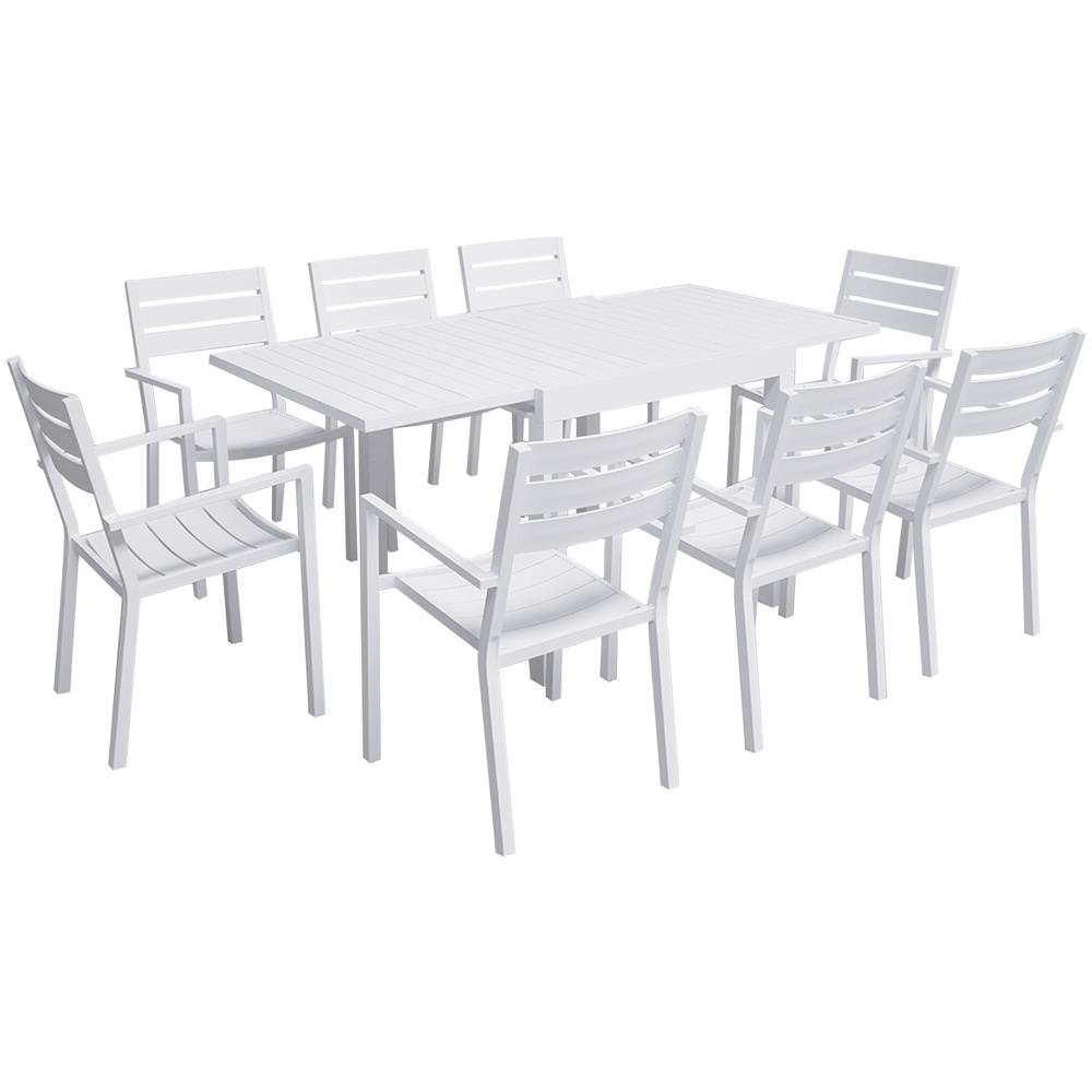Venezia Set Di Mobili Da Giardino Allungabili 90/180 In Alluminio Bianco - 8 Posti A Sedere - Foto 1
