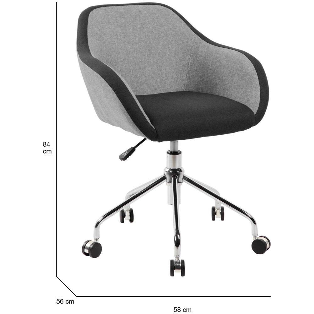 Sedia Da Ufficio Mandurah, Poltrona Operativa Da Ufficio, Seduta Ergonomica Da Ufficio, 56x58h77/84 Cm, Grigio E Nero - Foto 2